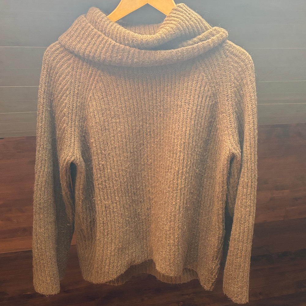 Point Sur for J Crew Cozy Brown Ribbed Cowl Neck Sweater for Women